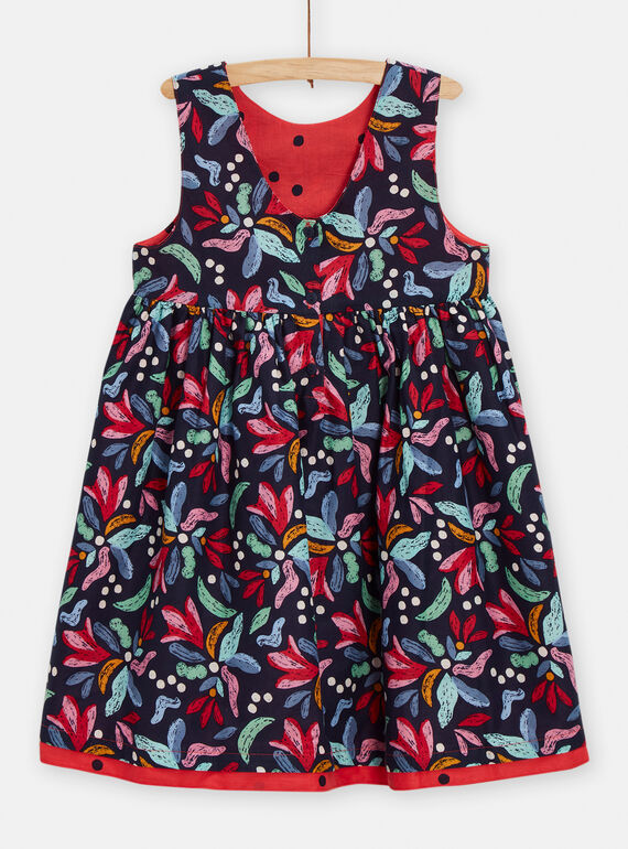 Girl's blue and red reversible dress with scalloped back TACLUROB1 / 24S901O1ROBC211