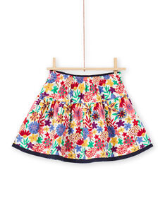 Girl's reversible skirt with ruffles and colorful flower print MAMIXJUP2 / 21W901J1JUP009