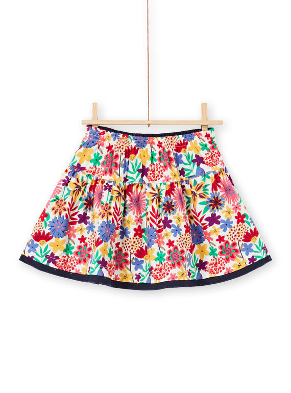 Girl's reversible skirt with ruffles and colorful flower print MAMIXJUP2 / 21W901J1JUP009