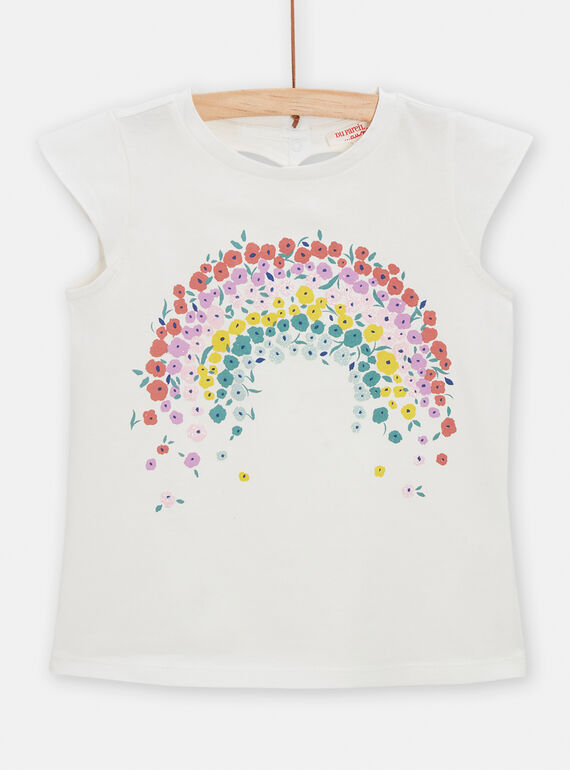 Girls cream t-shirt with rainbow pattern TAPOTI4 / 24S901M3TMC001
