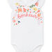 Baby girl white bodysuit with flowers and lettering