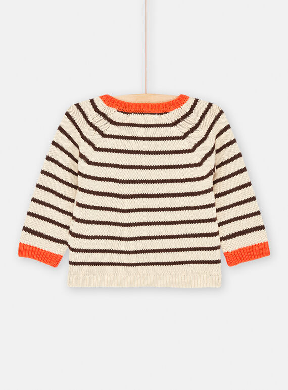 Baby Boy Brown and Orange Stripe Sweater SULOPUL / 23WG10R1PUL009