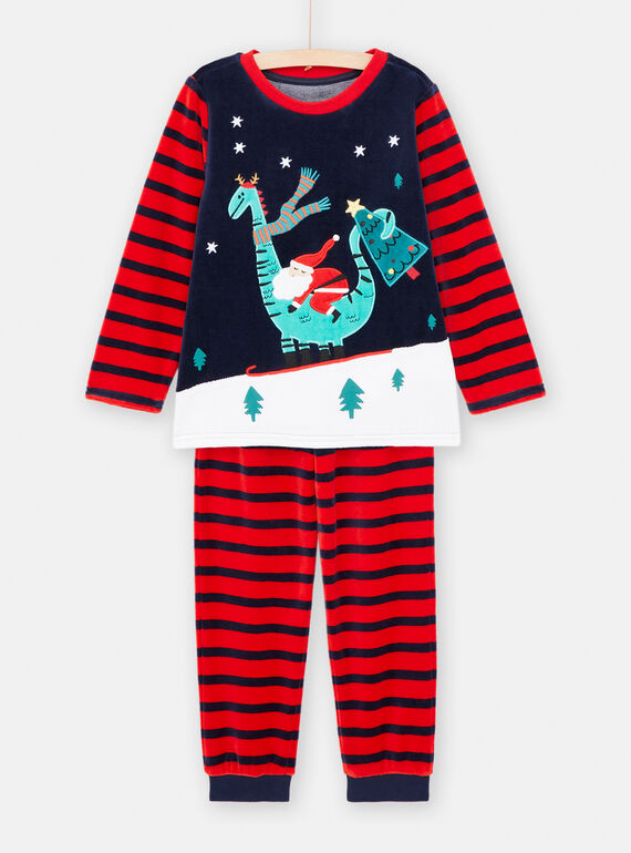 Red and midnight blue Christmas pyjamas for boys SEGOPYJNO2 / 23WH12T2PYJ705