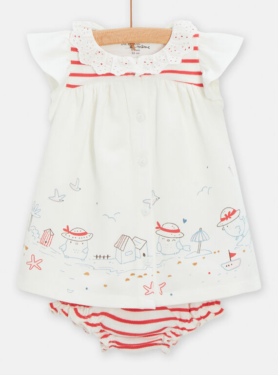 Off-white and red dress and bloomer TOU2ENS / 24SF03I1ENSA001