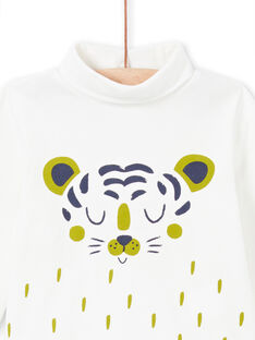 Baby boy's ecru tiger print long sleeve underwear MUJOSOUP3 / 21WG10N3SPL001