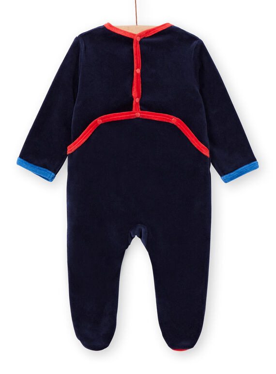 Navy blue velvet sleep suit for boys with space motifs LEGAGRESPA / 21SH1452GRE713