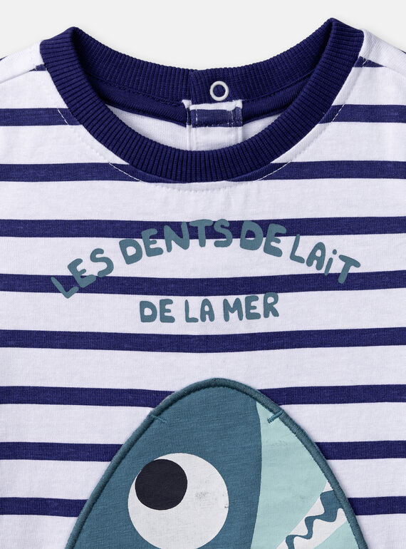 blue shark animation romper for baby boy  TEGAGREREQ / 24SH1454GRE000