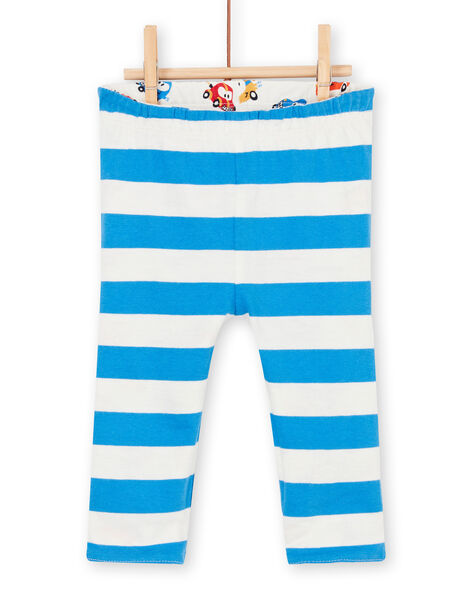 Reversible leggings white and blue baby boy car print LUHAPAN2 / 21SG10X2PAN001