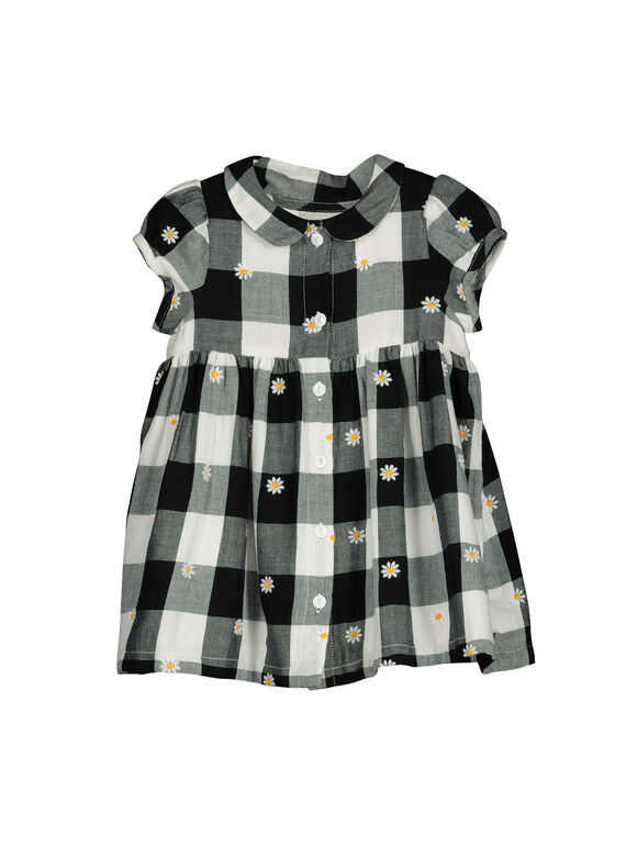 Baby girls' checked short-sleeved dress FILIROB3 / 19SG0923ROB001