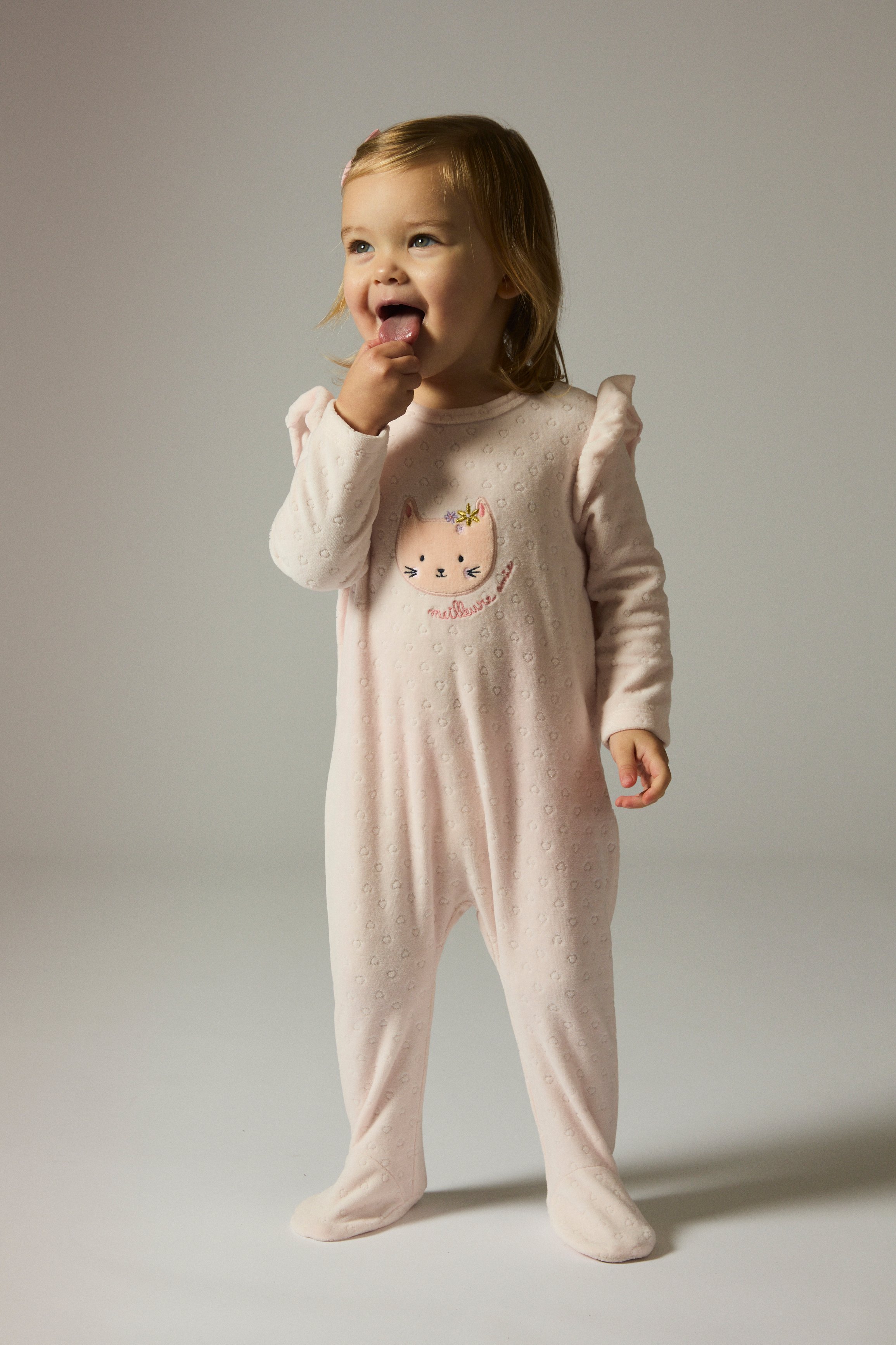 Baby girls' pink velour rompers