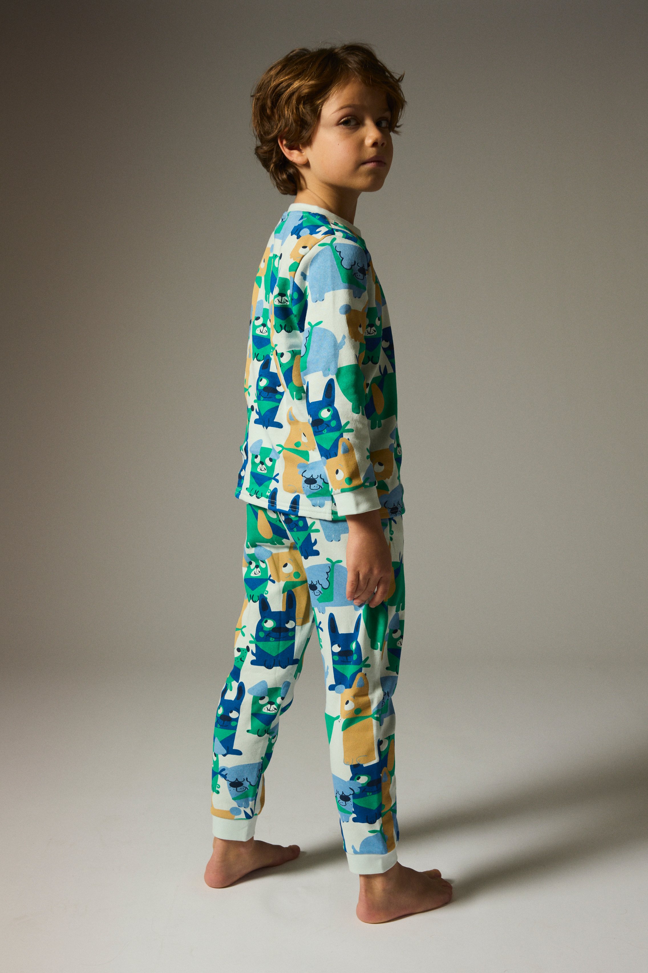 Boys' blue printed pyjamas