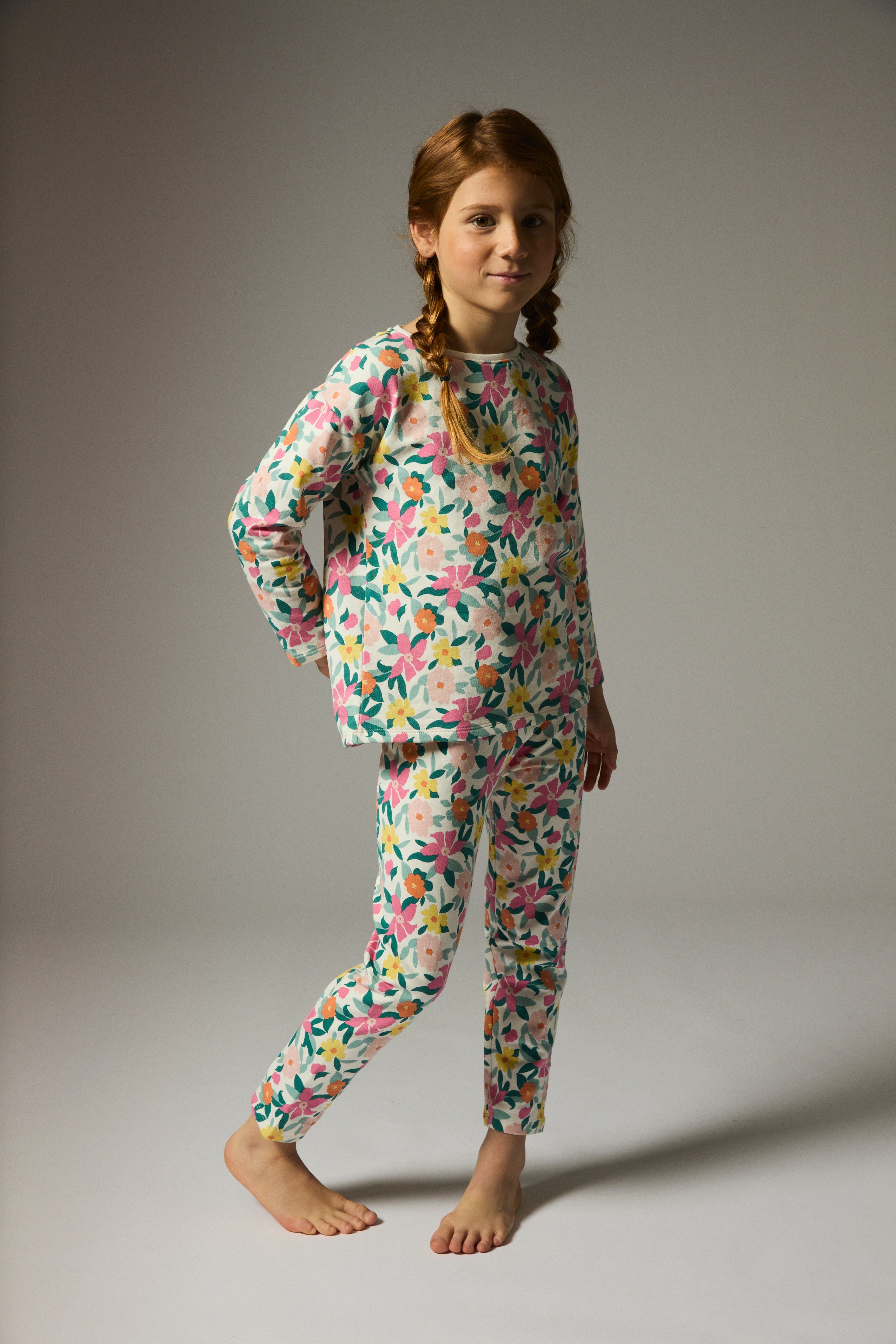 Girls' printed ecru pyjamas